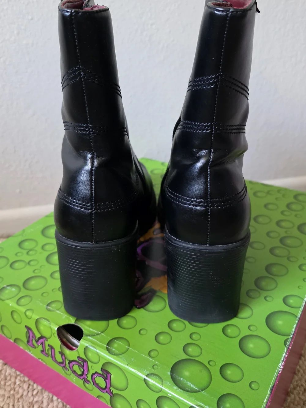 Vintage Y2K Mudd Bratz Doll Chunky Heel Faux Leather Embroidered Boots Size 9 - Picture 8 of 16